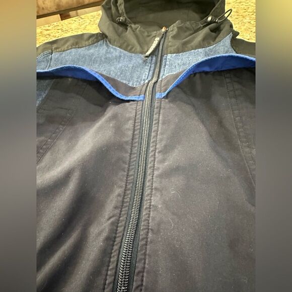 G-Star Raw Denim Mix Colorblock Patches Hooded Full Zip Jacket Unisex Size Small - Picture 9 of 16